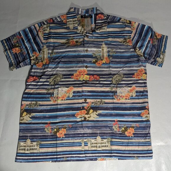NEW- Size L Mens Cremieux Short Sleeve Button Down Shirt Martinique Cotton Rayon - Picture 1 of 7